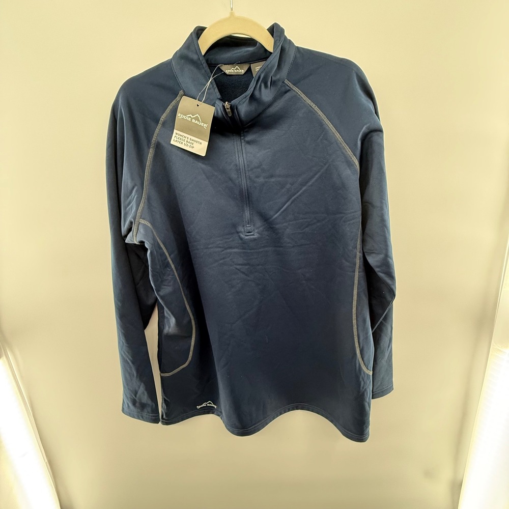 Eddie Bauer Women's 3XL Smooth Fleece Base Layer 1/2 Zip Pullover‎ Navy NWT